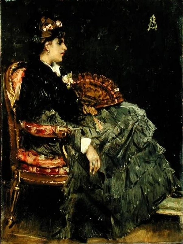 Alfred Émile Stevens - 169, Signora seduta con un ventaglio